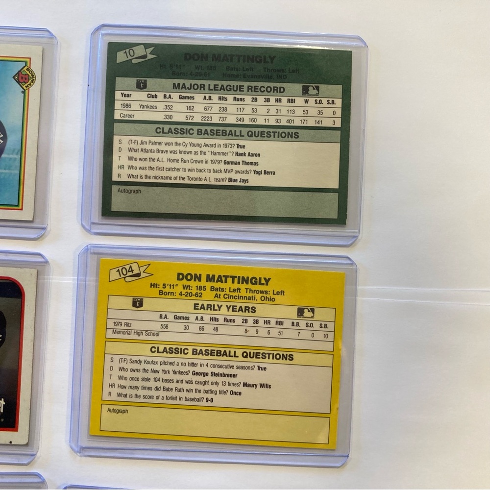 Lot of 9 Vintage 80s-90s Don Mattingly Baseball Cards Yankees - Picture 5 of 16